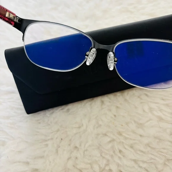 Badgley Mischka Halfrim Eyeglasses Frame Only W/ Case - Picture 8 of 11